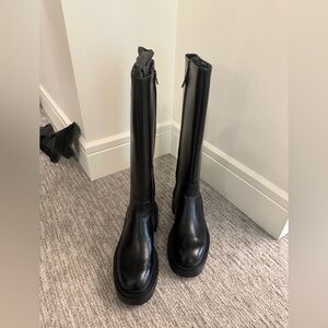 Black Knee-High Zara Leather Boots